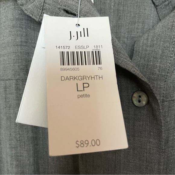J. Jill Button-Back Tunic Minimalist Gray Long Sleeve Collared High-Low Shirt - Picture 11 of 13